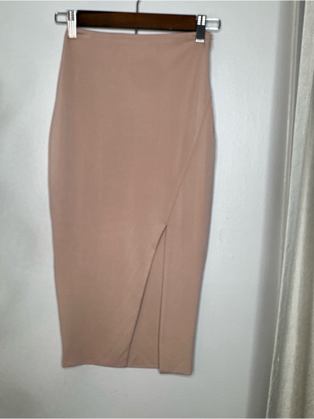 Women's Midi Pencil Skirt with Front Slit Light Pink XS